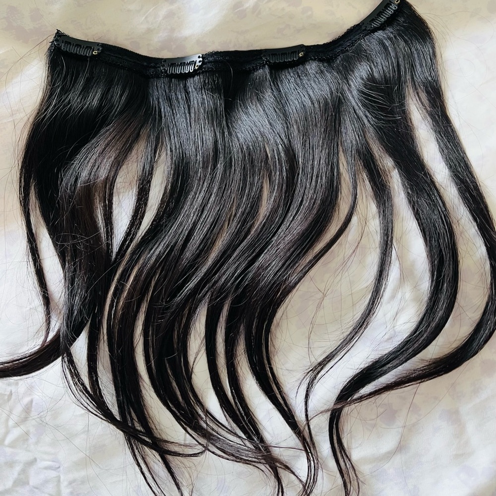 Sleek Black clip on Human Hair Extension